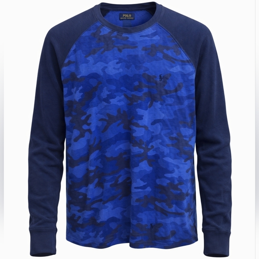 Polo Ralph Lauren Blue Camo Long Sleeve Shirt Sz L